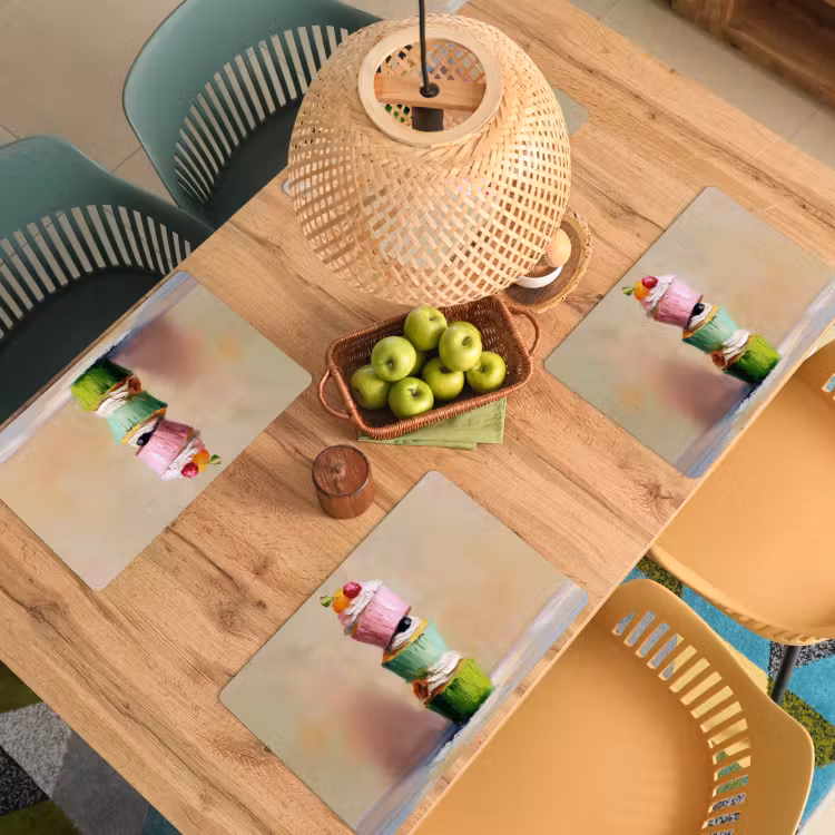 Placemat - 6 stuks - Cupcakes - Gestapeld - Kleurrijk - Fruit — 6