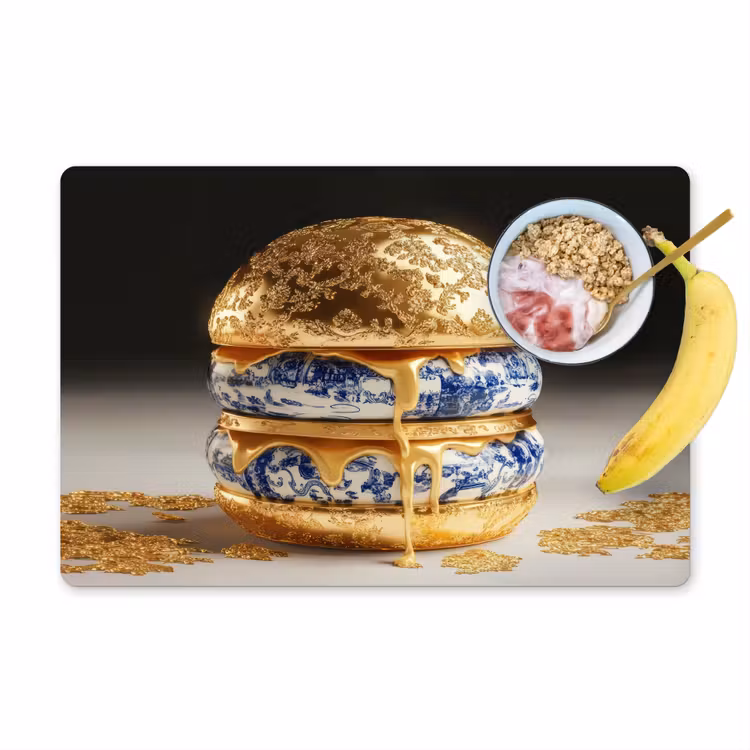 Placemat - 6 stuks - Delftsblauw - Goud - Burger — 1