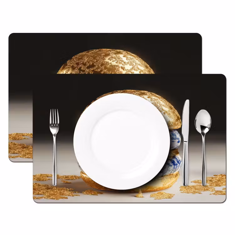 Placemat - 6 stuks - Delftsblauw - Goud - Burger — 2