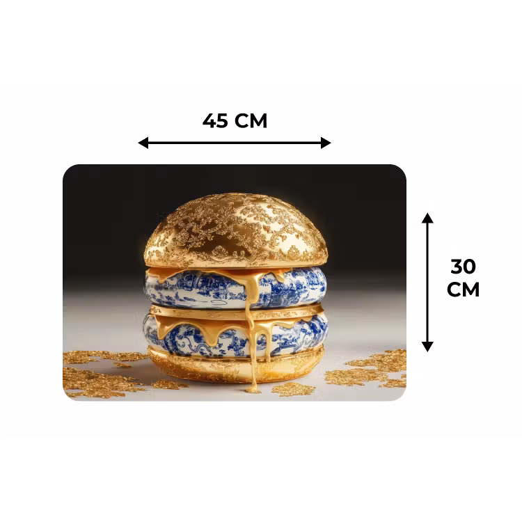 Placemat - 6 stuks - Delftsblauw - Goud - Burger — 3