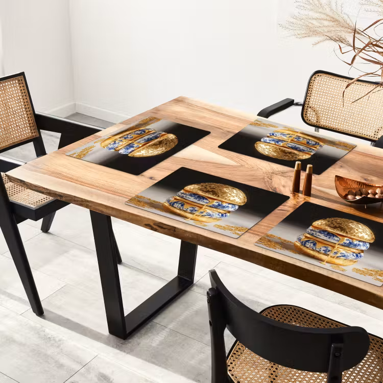 Placemat - 6 stuks - Delftsblauw - Goud - Burger — 5