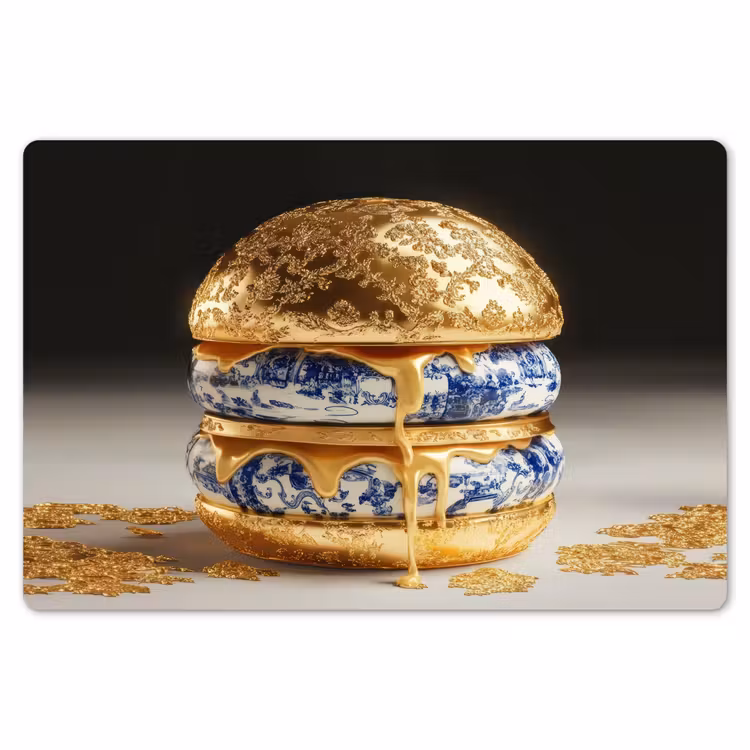 Placemat - 6 stuks - Delftsblauw - Goud - Burger — 7