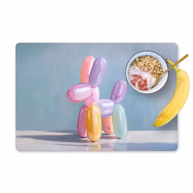 Placemat - 6 stuks - Dier - Ballon - Pasteltinten - Glanzend — 1