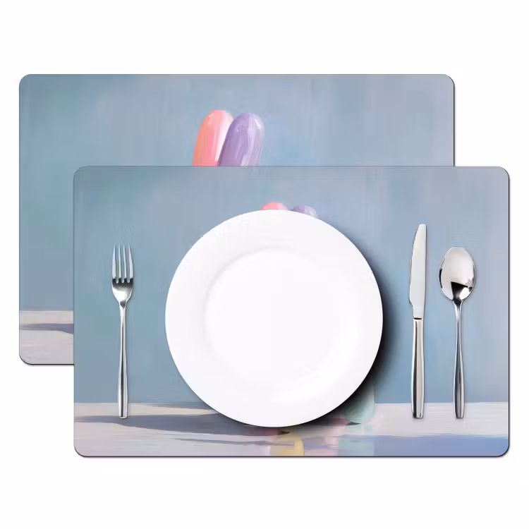 Placemat - 6 stuks - Dier - Ballon - Pasteltinten - Glanzend — 2