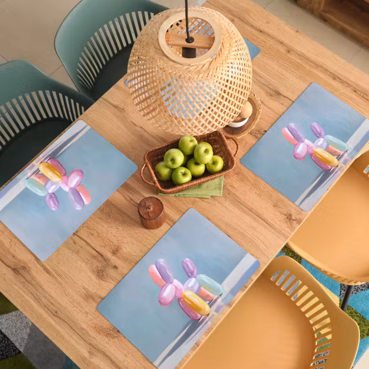 Placemat - 6 stuks - Dier - Ballon - Pasteltinten - Glanzend — 6