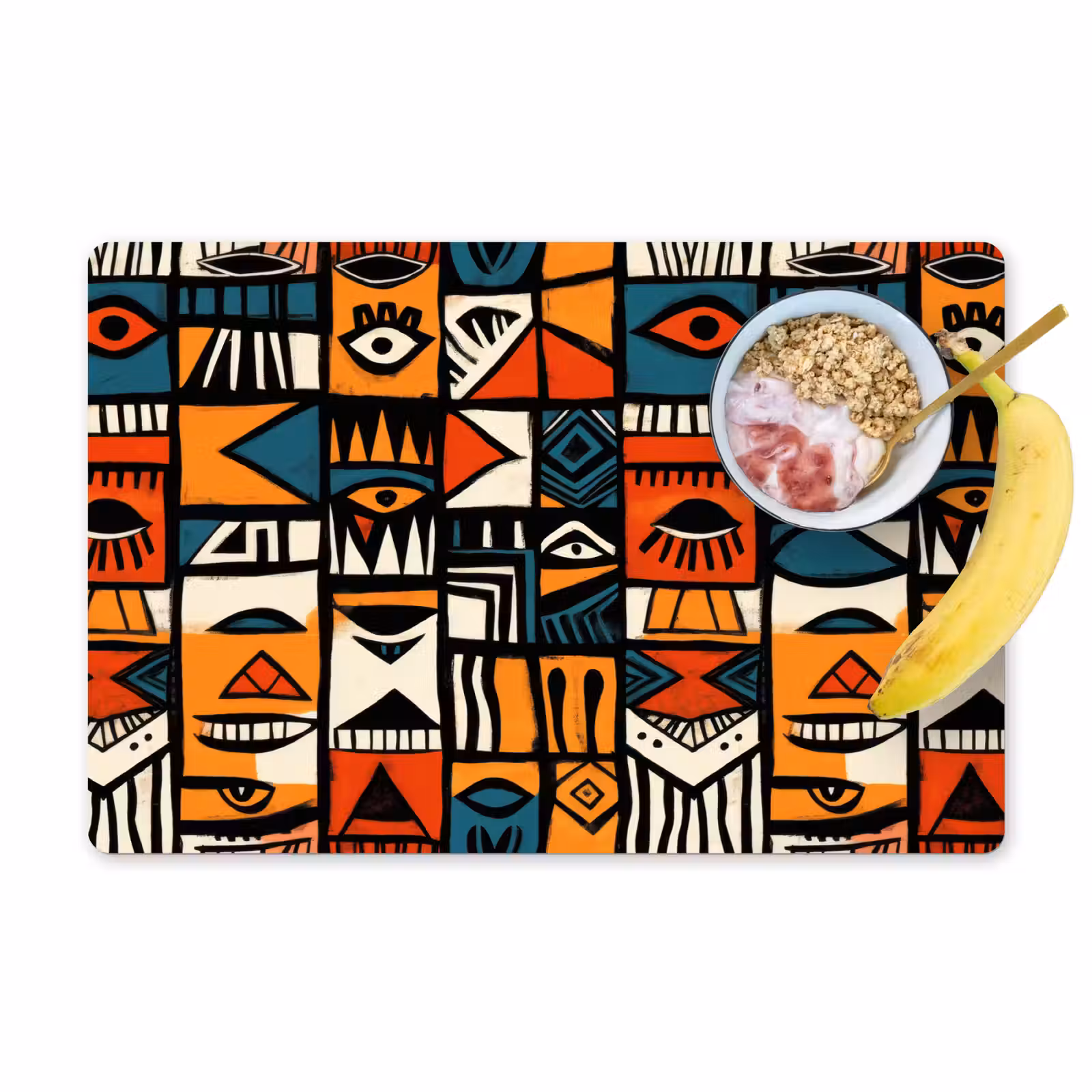 Placemat - 6 stuks - Abstract - Gezichten - Mozaïek — 1