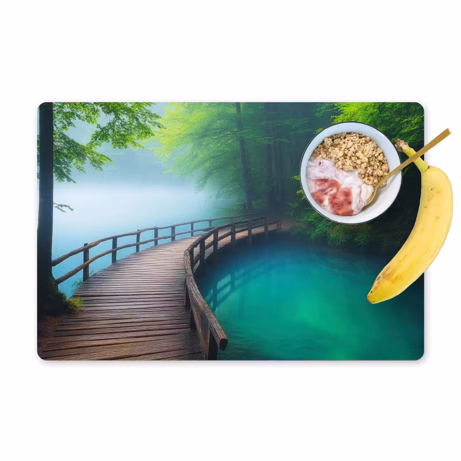 Placemat - 6 stuks - Brug - Water - Rivier - Bos — 1