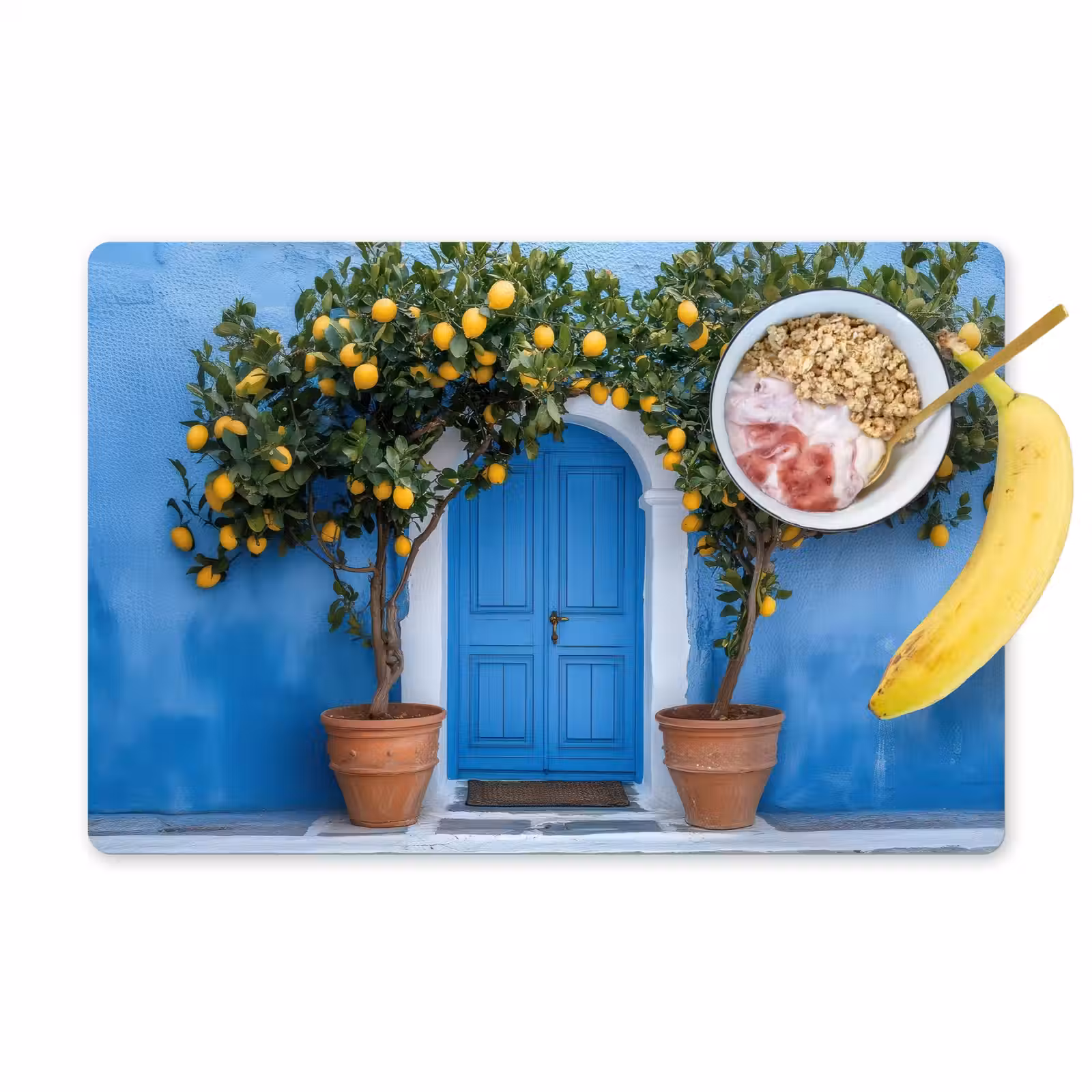 Placemat - 6 stuks - Citroenbomen - Geel - Deur - Potten — 1