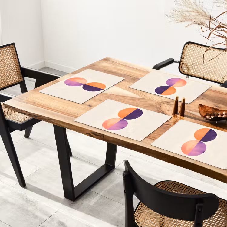 Placemat - 6 stuks - Abstract - Cirkels - Paars — 5