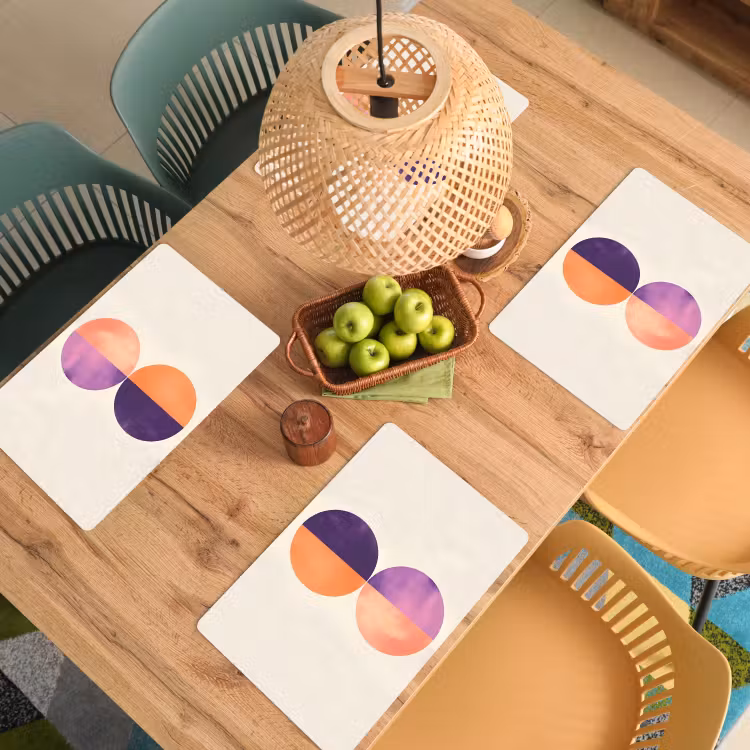 Placemat - 6 stuks - Abstract - Cirkels - Paars — 6
