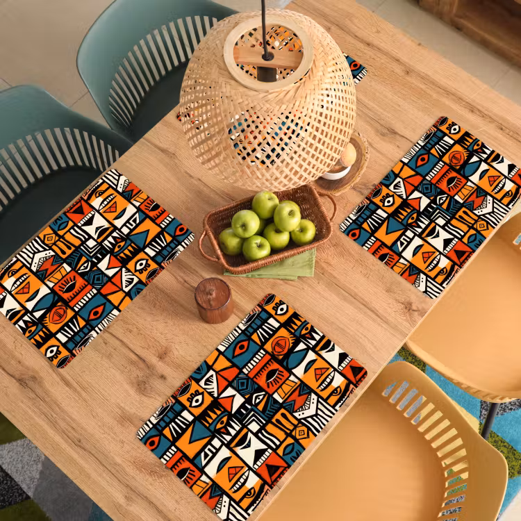 Placemat - 6 stuks - Abstract - Gezichten - Mozaïek — 6