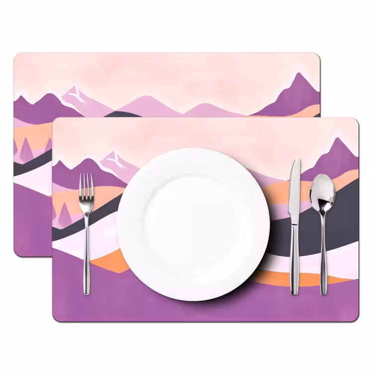 Placemat - 6 stuks - Abstract - Heuvels - Bomen - Groen — 2