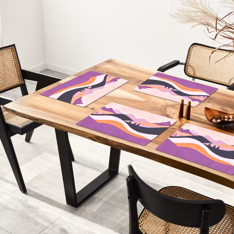 Placemat - 6 stuks - Abstract - Heuvels - Bomen - Groen — 5
