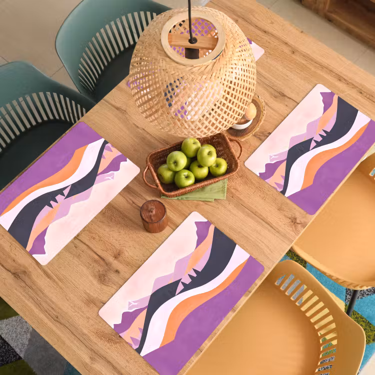 Placemat - 6 stuks - Abstract - Heuvels - Bomen - Groen — 6