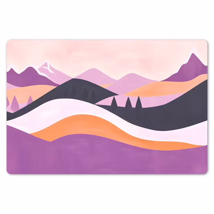Placemat - 6 stuks - Abstract - Heuvels - Bomen - Groen — 7