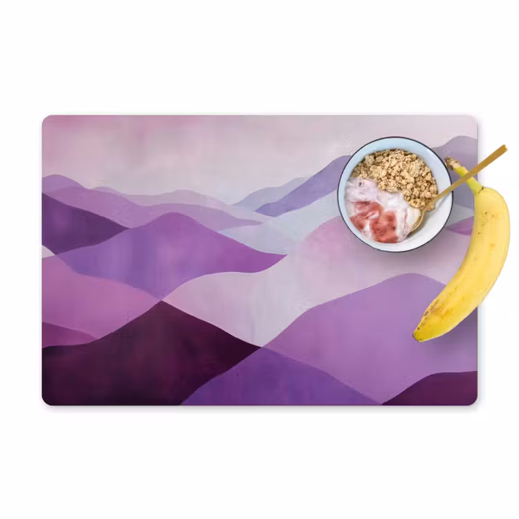 Placemat - 6 stuks - Abstract - Heuvels - Landschap - Paars — 1