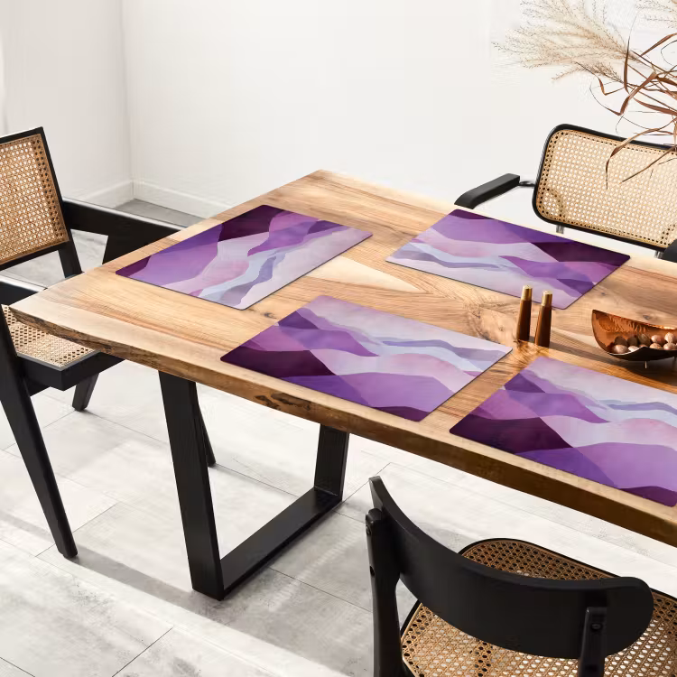 Placemat - 6 stuks - Abstract - Heuvels - Landschap - Paars — 5