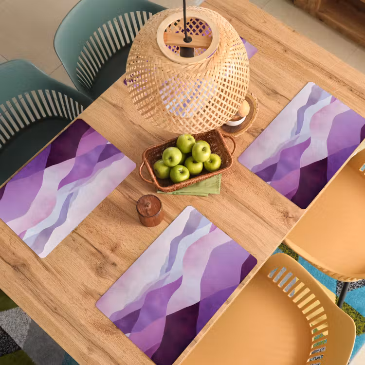 Placemat - 6 stuks - Abstract - Heuvels - Landschap - Paars — 6