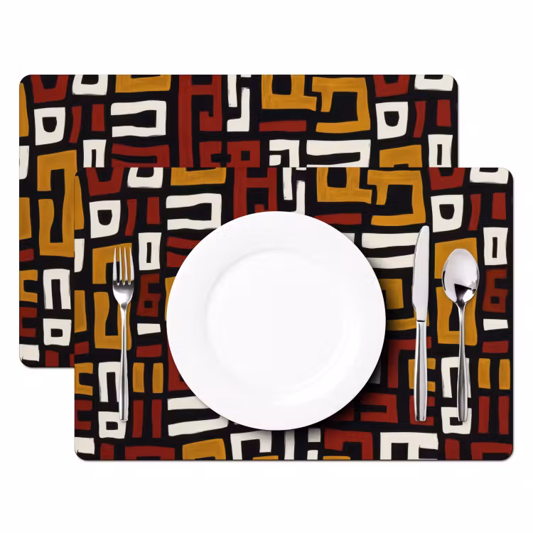 Placemat - 6 stuks - Abstract - Patroon - Rood — 2