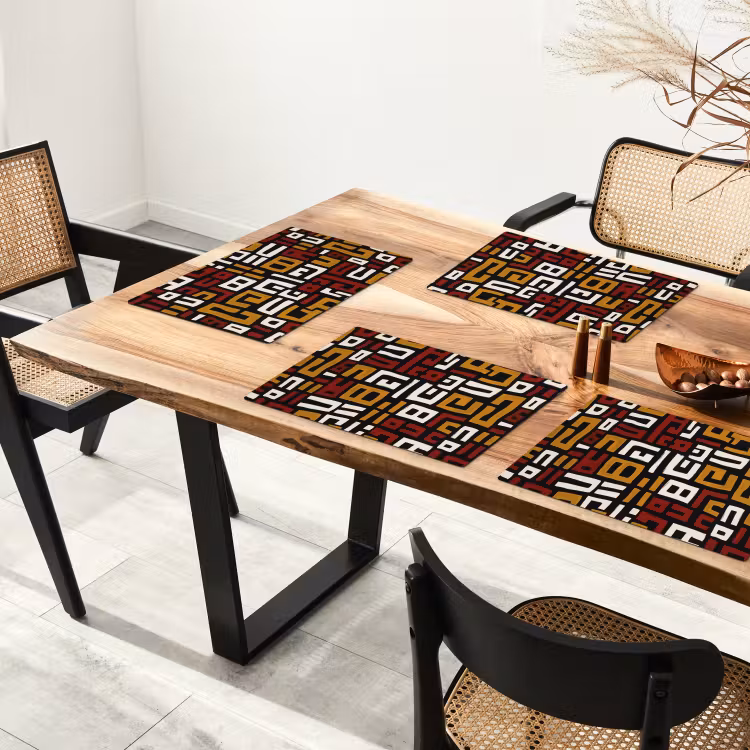 Placemat - 6 stuks - Abstract - Patroon - Rood — 5