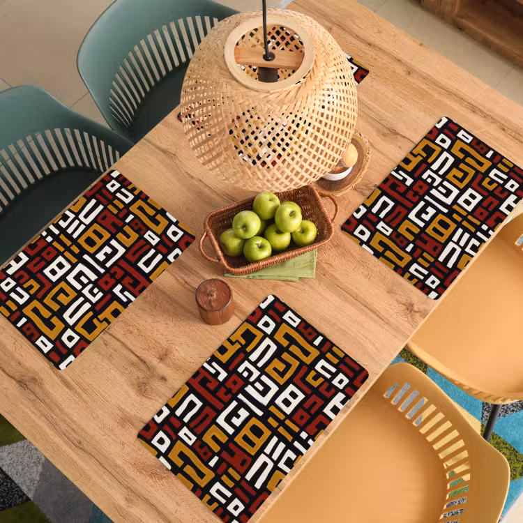 Placemat - 6 stuks - Abstract - Patroon - Rood — 6