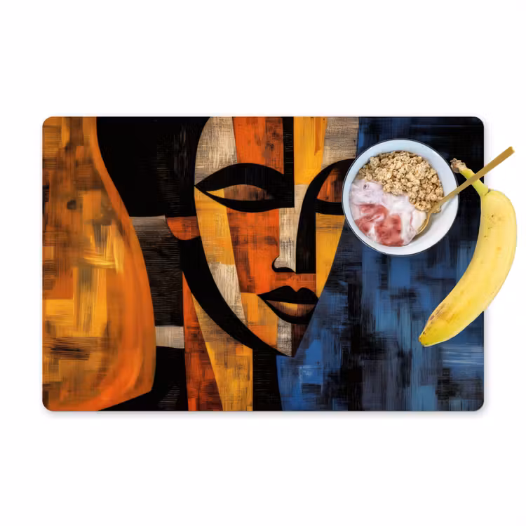 Placemat - 6 stuks - Abstract - Portret - Kleurvakken — 1