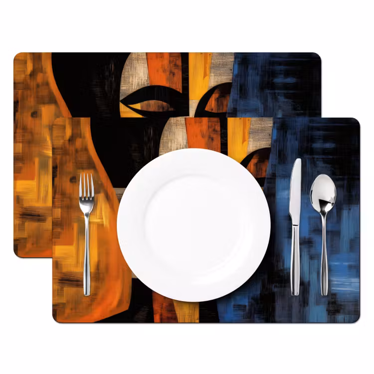 Placemat - 6 stuks - Abstract - Portret - Kleurvakken — 2
