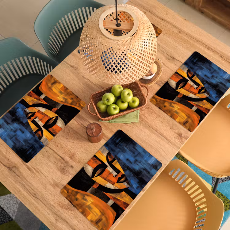 Placemat - 6 stuks - Abstract - Portret - Kleurvakken — 6