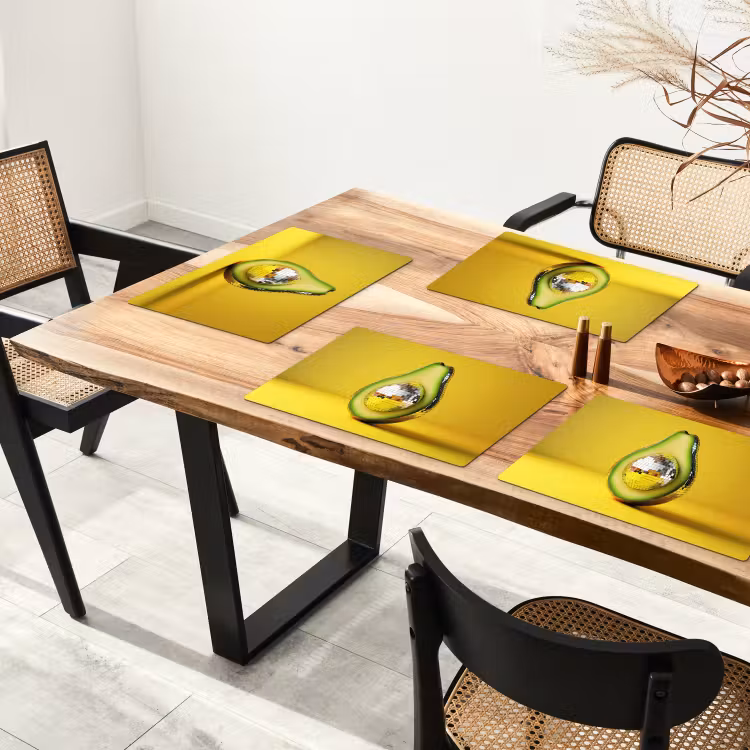 Placemat - 6 stuks - Avocado - Discobal - Geel - Glitter — 5
