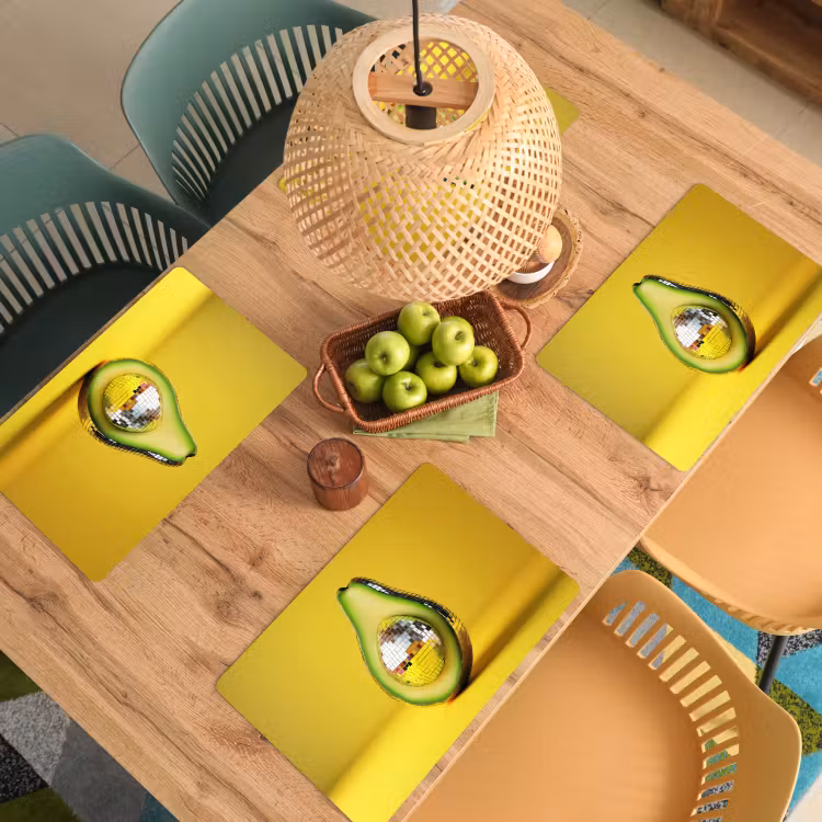 Placemat - 6 stuks - Avocado - Discobal - Geel - Glitter — 6