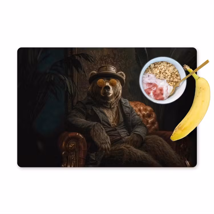 Placemat - 6 stuks - Beer - Bruin - Pak - Hoed — 1