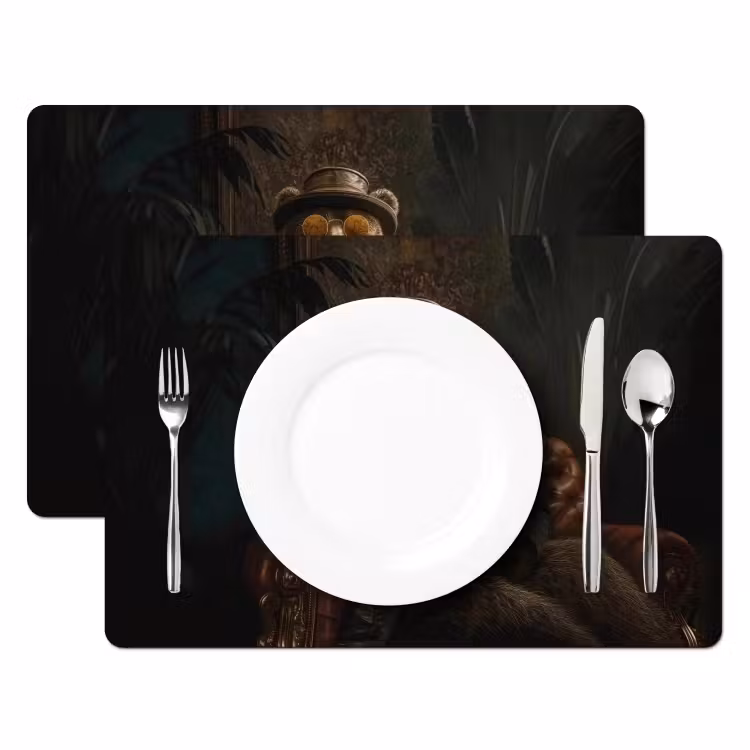 Placemat - 6 stuks - Beer - Bruin - Pak - Hoed — 2