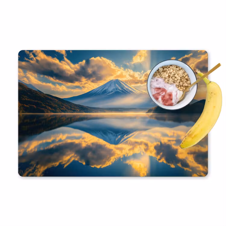 Placemat - 6 stuks - Berg - Rivier - Zonsondergang — 1