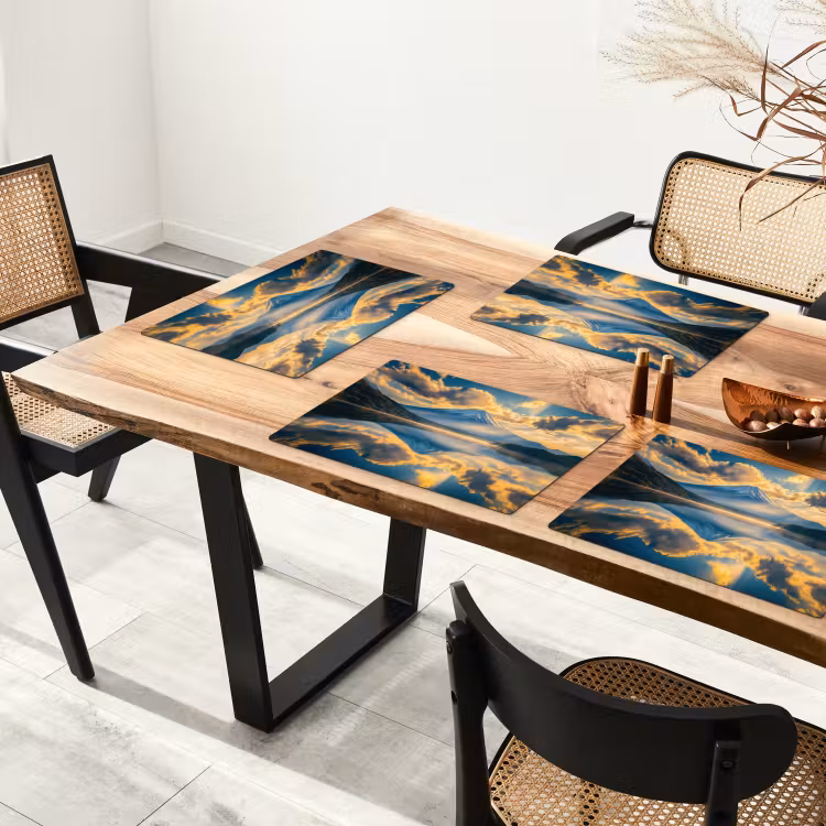 Placemat - 6 stuks - Berg - Rivier - Zonsondergang — 5