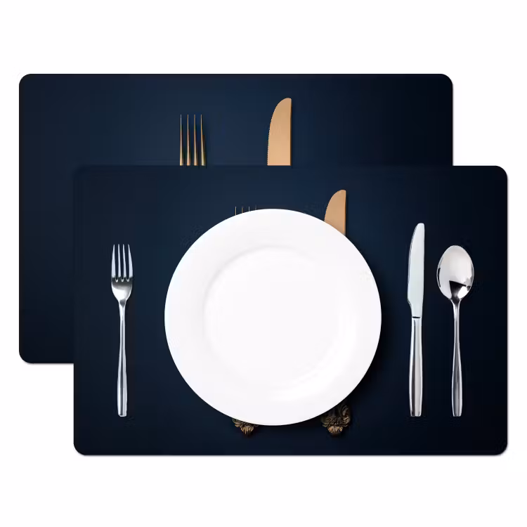 Placemat - 6 stuks - Bestek - Donkerblauw - Goud — 2