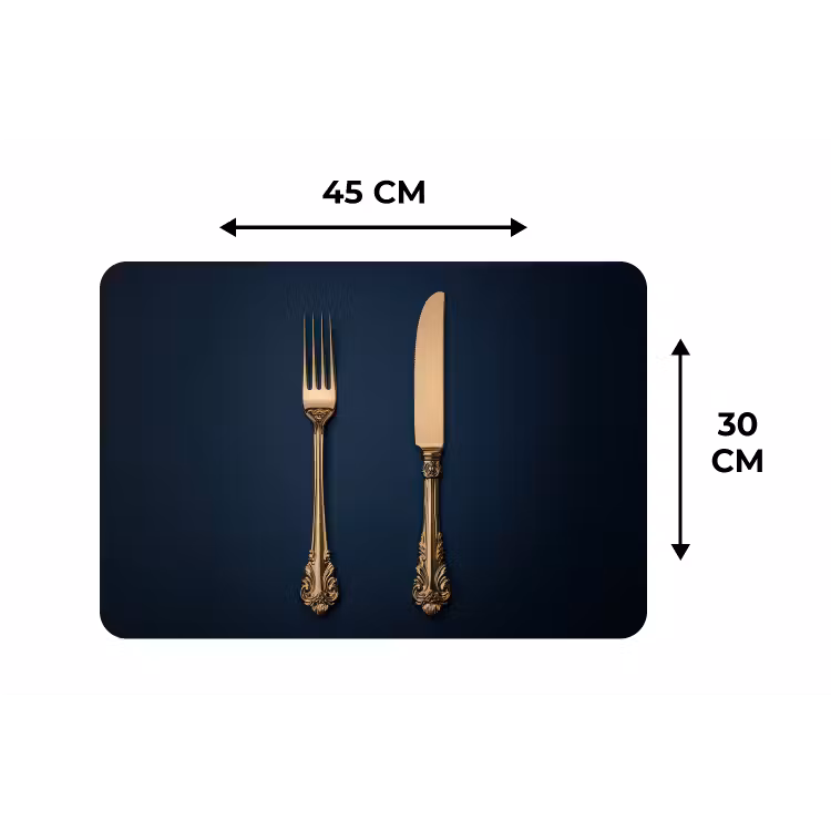 Placemat - 6 stuks - Bestek - Donkerblauw - Goud — 3