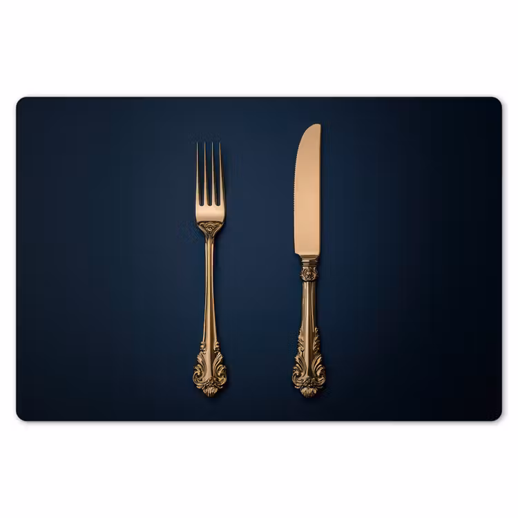 Placemat - 6 stuks - Bestek - Donkerblauw - Goud — 7