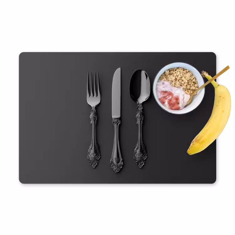 Placemat - 6 stuks - Bestek - Zwart — 1