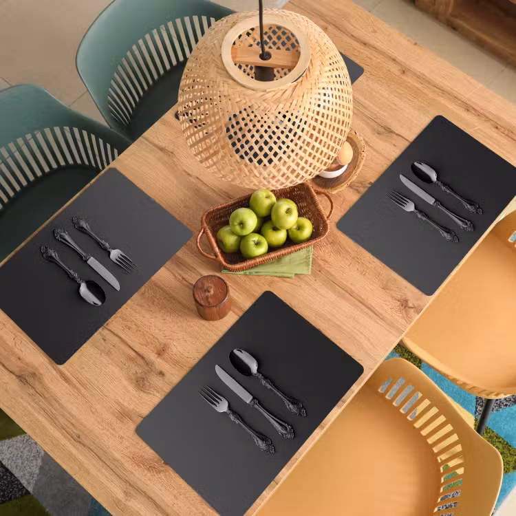 Placemat - 6 stuks - Bestek - Zwart — 6