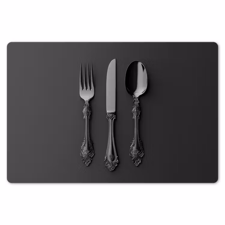 Placemat - 6 stuks - Bestek - Zwart — 7