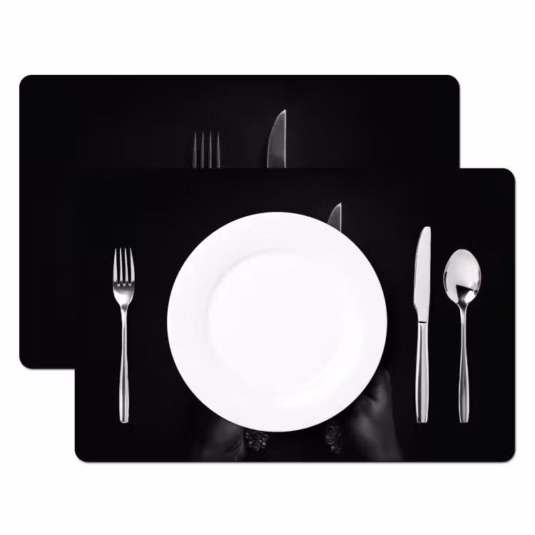Placemat - 6 stuks - Bestek - Zwart - Wit — 2