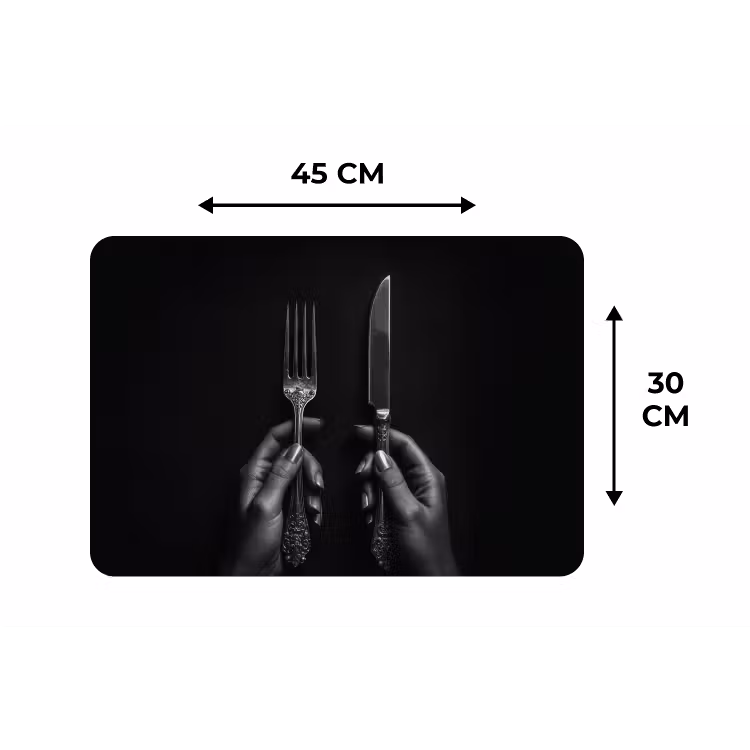Placemat - 6 stuks - Bestek - Zwart - Wit — 3