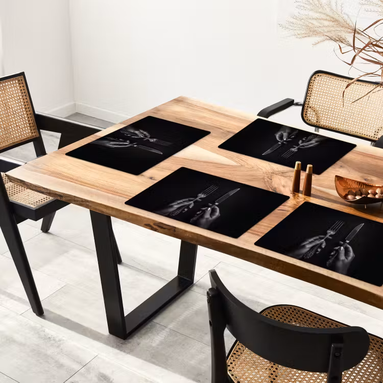 Placemat - 6 stuks - Bestek - Zwart - Wit — 5