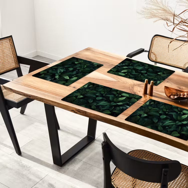 Placemat - 6 stuks - Bladeren - Ovaal - Groen - Nerven — 5