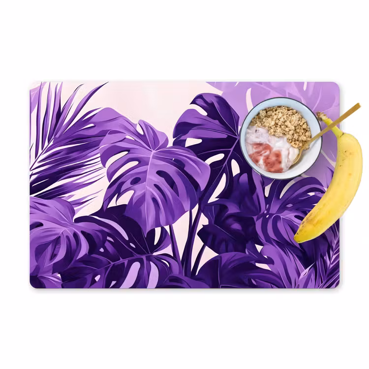 Placemat - 6 stuks - Bladeren - Paars - Tropisch - Abstract — 1