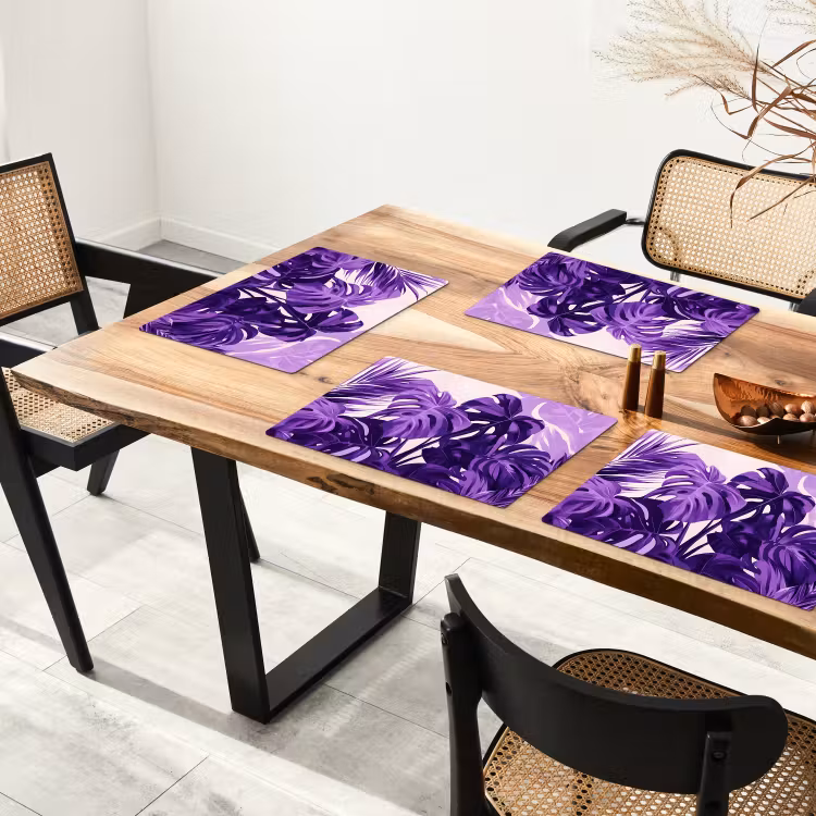 Placemat - 6 stuks - Bladeren - Paars - Tropisch - Abstract — 5