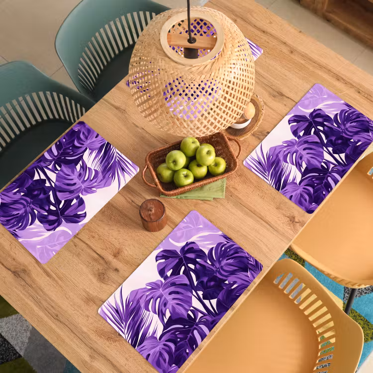 Placemat - 6 stuks - Bladeren - Paars - Tropisch - Abstract — 6