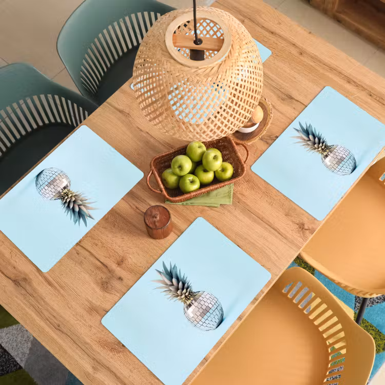 Placemat - 6 stuks - Blauw - Ananas - Disco - Discobal — 6