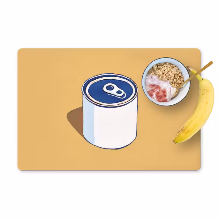 Placemat - 6 stuks - Blikje - Minimalistisch - Blauw - Illustratie — 1