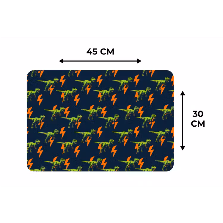 Placemat - 6 stuks - Bliksemschichten - Oranje - Dinosaurussen — 3